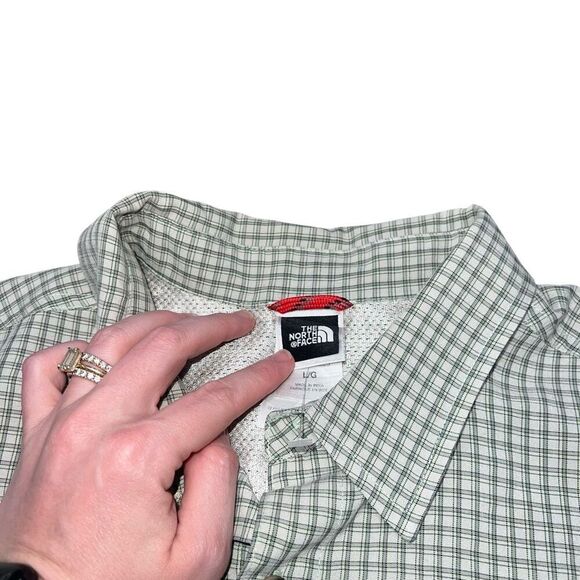 NWOT THE NORTH FACE Men’s Green Grid Button Down Collared Shirt Size L - Picture 5 of 9